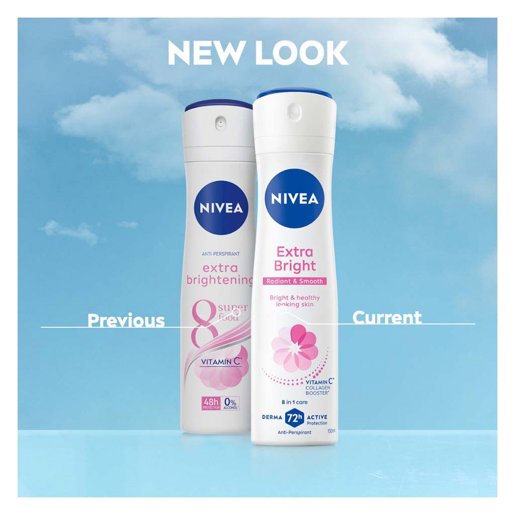 Nivea Extra Bright Radiance & Smooth 72H Active Antiperspirant Spray For Women 150ml