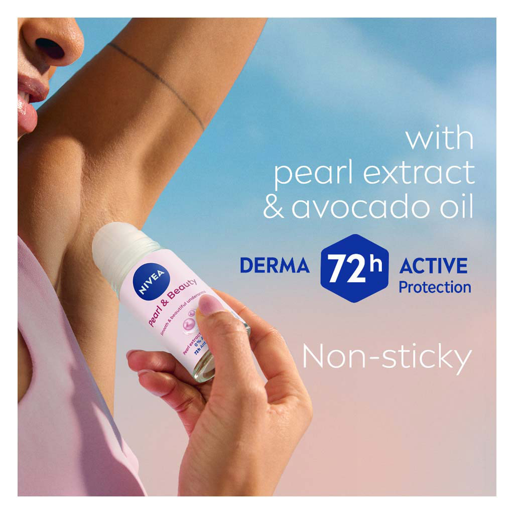 Nivea Pearl & Beauty 72H Active Antiperspirant Deodorant Roll On For Women 50ml