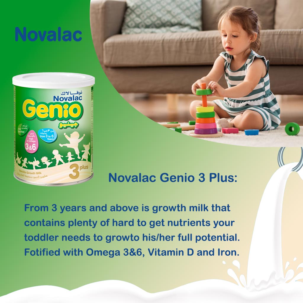 Novalac Genio Stage 3+ Growing Up Children's Milk Formula For 3 To 6 Years Vanilla Flavour 800g