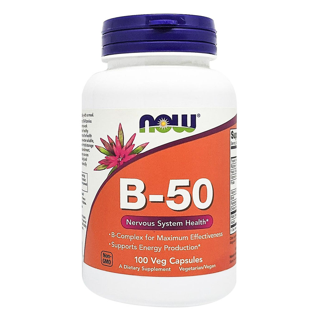 Now B 50 Vitamin B Complex Capsules For Energy Production & Nervous System, Pack of 100's