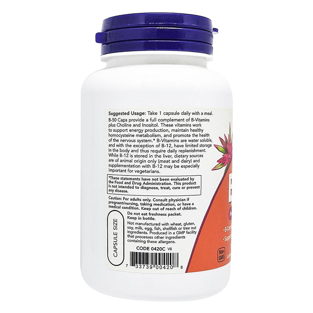 Now B 50 Vitamin B Complex Capsules For Energy Production & Nervous System, Pack of 100's