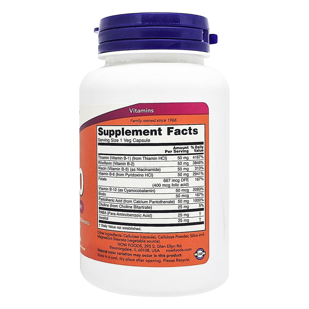 Now B 50 Vitamin B Complex Capsules For Energy Production & Nervous System, Pack of 100's