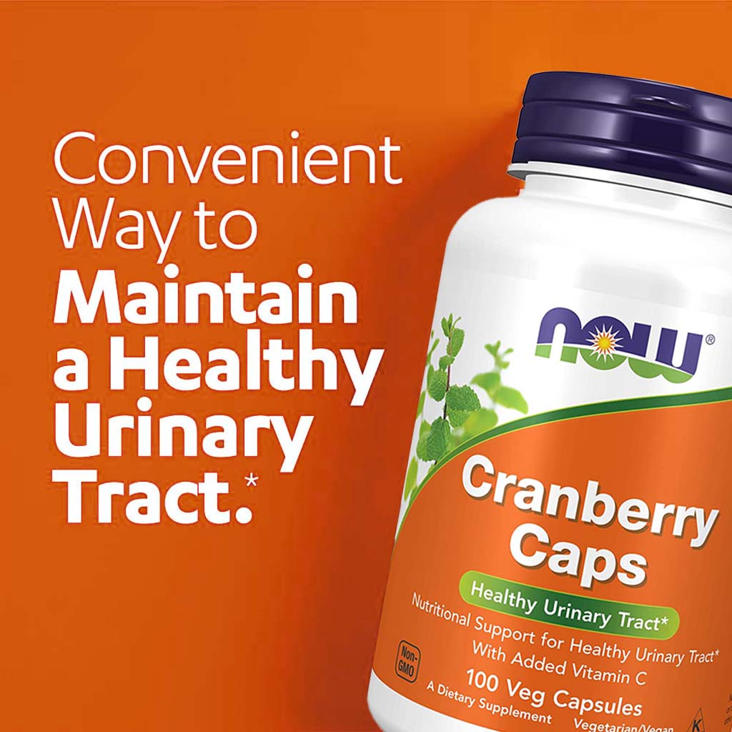 Now Cranberry Capsules With Vitamin C For Healthy Urinary Health, Pack of 100's