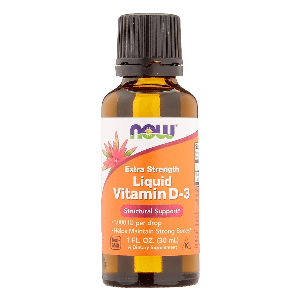 Now Extra Strength Liquid Vitamin D3-1000 IU Drops For Strong Bones 30ml