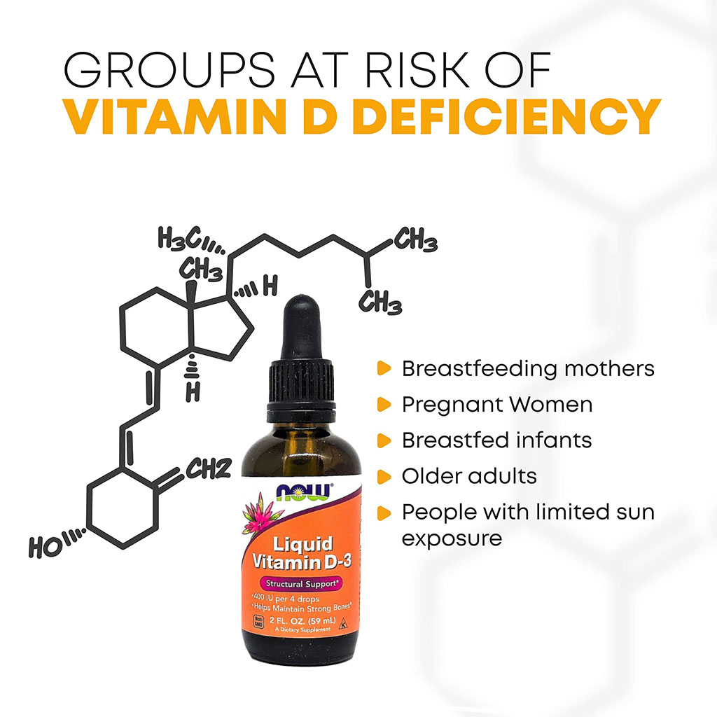 Now Liquid Vitamin D3 Drops 400 IU Drops For Strong Bones 60ml