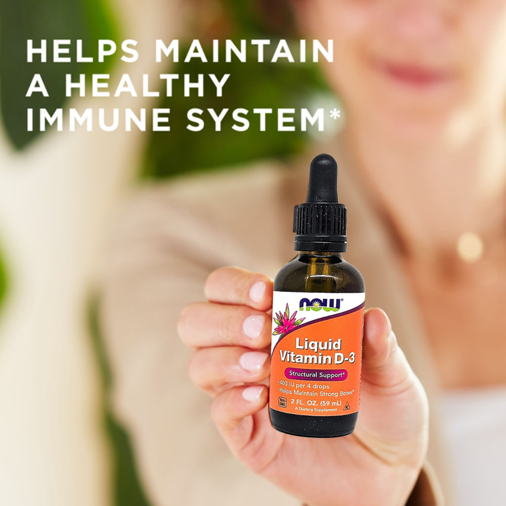Now Liquid Vitamin D3 Drops 400 IU Drops For Strong Bones 60ml