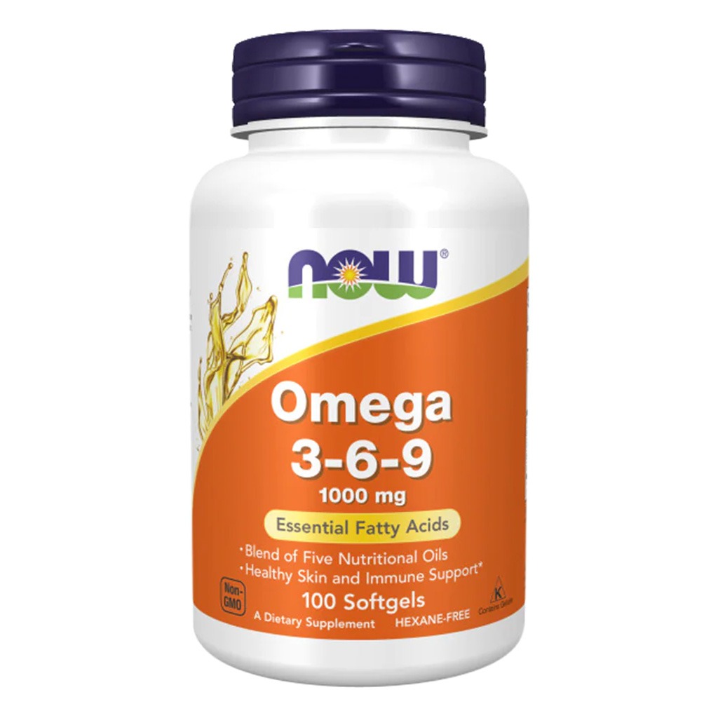 Now Omega 3 6 9 Flax Seed, Evening Primrose, Canola, Black Currant & Pumpkin Seed Oils 1000mg Softgels, Pack of 100's