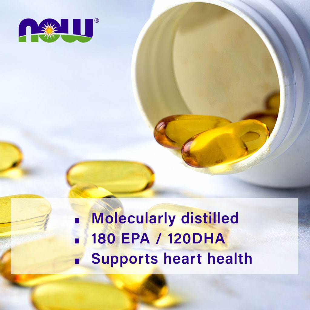 Now Omega 3 1000mg Fish Oil Supplement Softgels, Pack of 90's