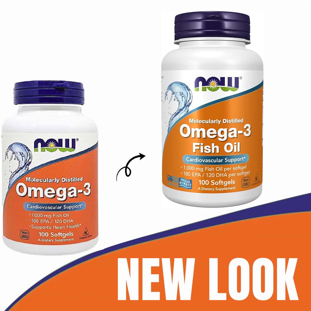 Now Omega 3 1000mg 180 EPA / 120 DHA Fish Oil Supplement Softgels, Pack of 100's