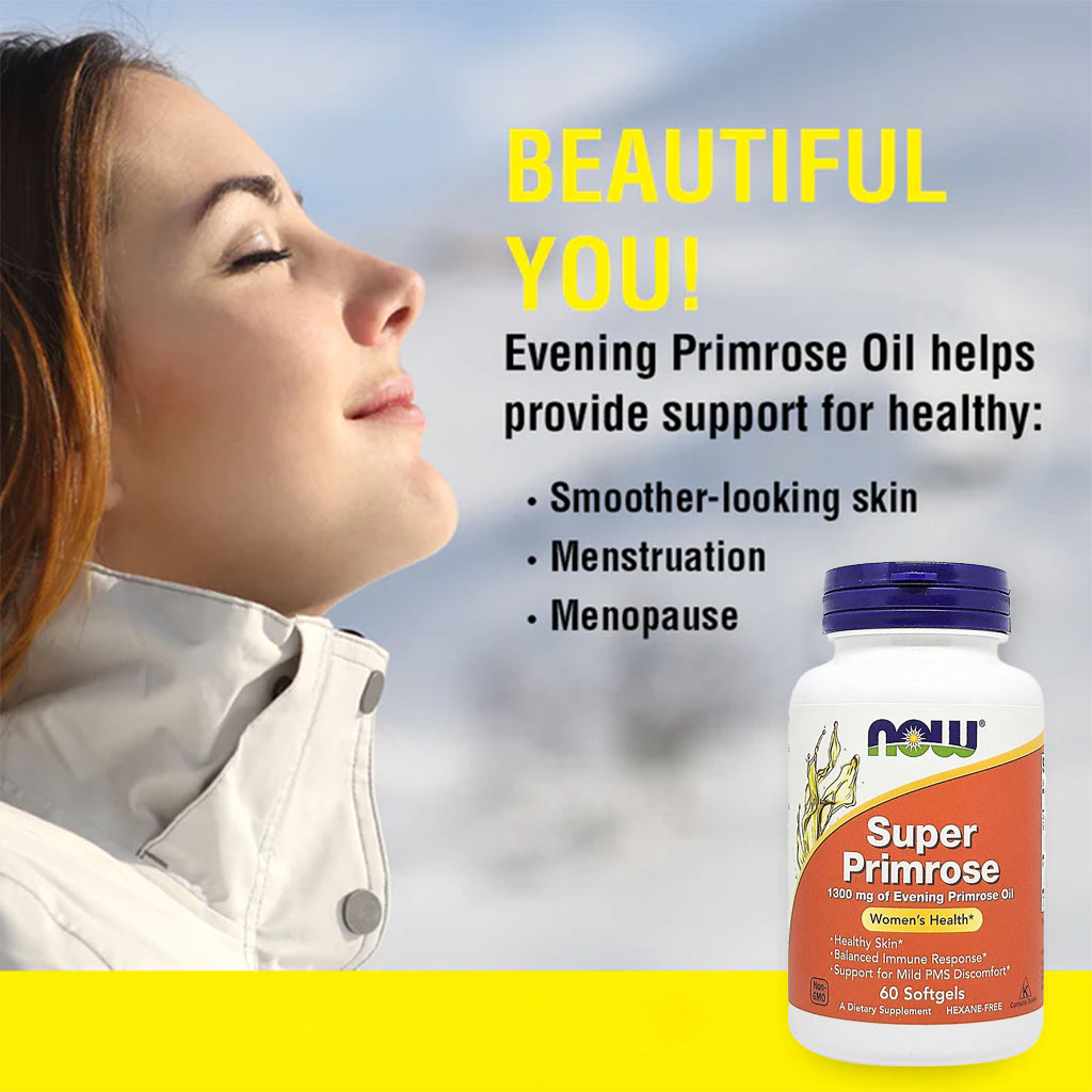 Now Super Primrose 1300mg Softgel For Women's Health, Pack of 60's