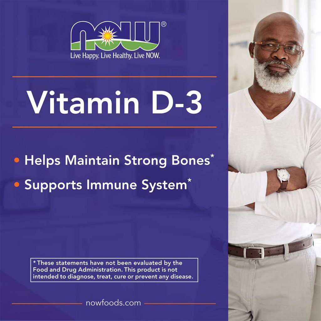 Now High Potency Vitamin D3 1000IU Softgels For Strong Bones & Immune Support, Pack of 180's