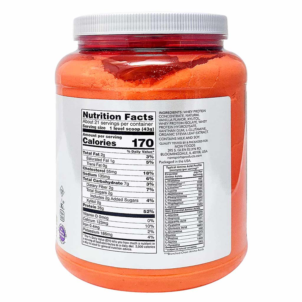 Now Sports Whey Protein Powder With BCAA's & Added Glutamine, Vanilla 2lbs.