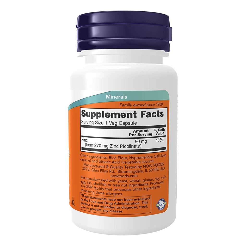Now Zinc Picolinate 50mg Capsules For Immune Support, Pack of 60's