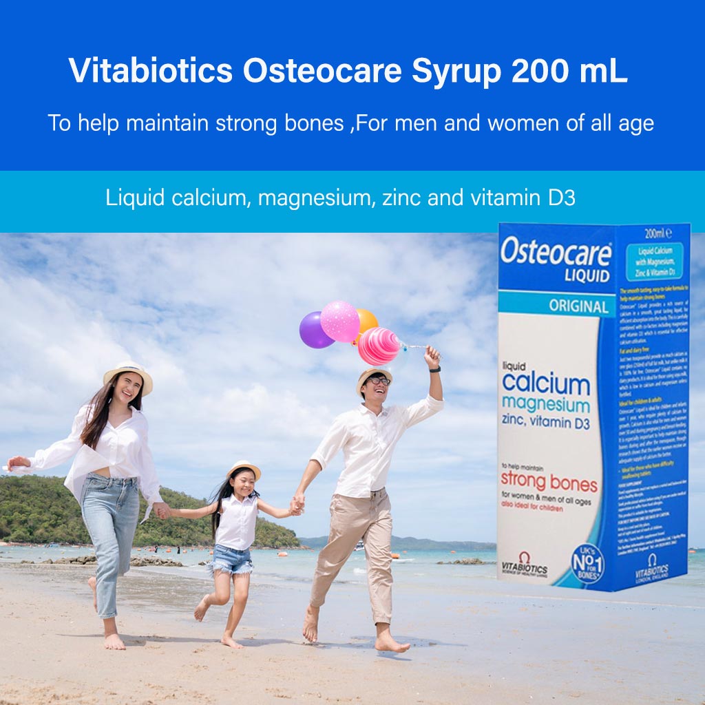Vitabiotics Osteocare Original Liquid Calcium Supplement, Orange Flavoured, For Strong Bones 200ml