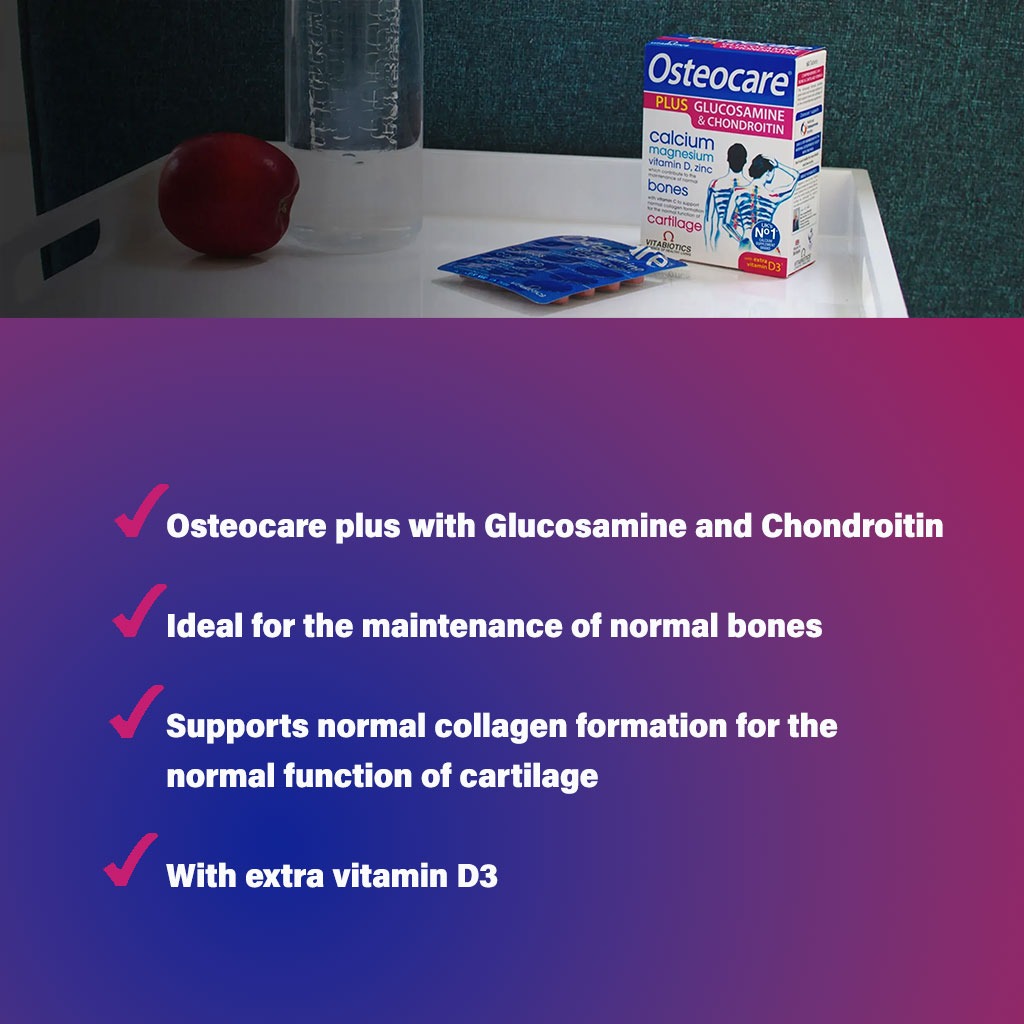Vitabiotics Osteocare Plus Calcium Supplement Tablets With Glucosamine And Chondroitin, Pack of 60's