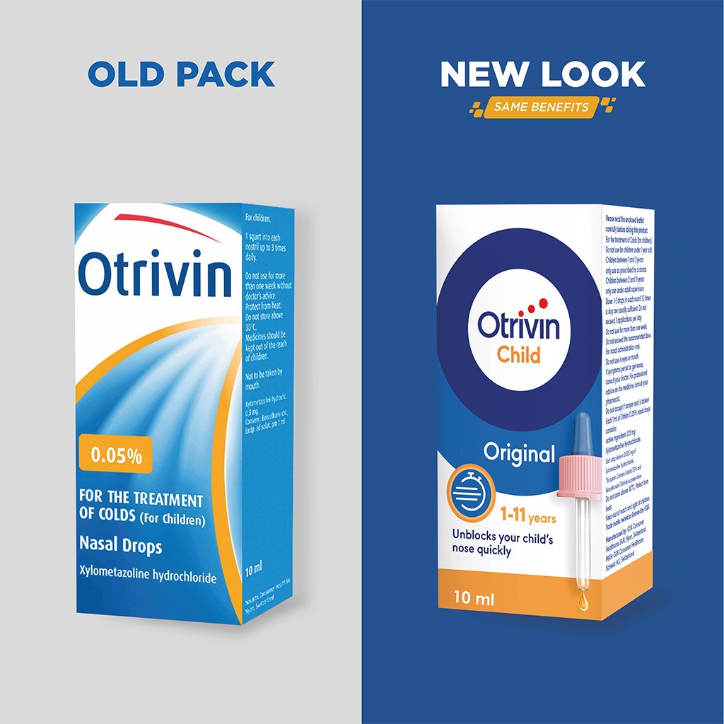 Otrivin Original 0.05% Children's Nasal Drops For Blocked Nose 10ml