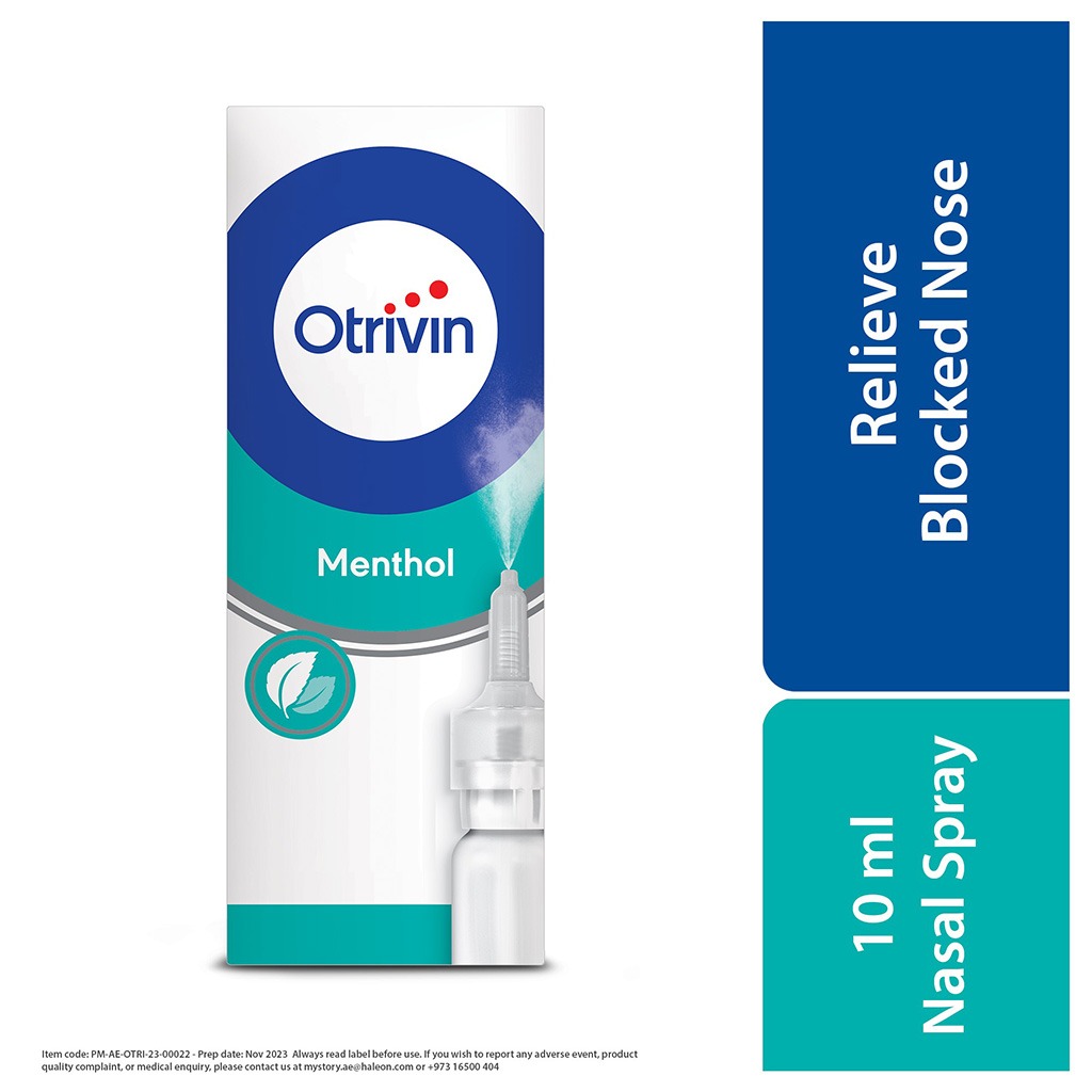 Otrivin Menthol 0.1% Adult Nasal Spray For Blocked Nose 10ml