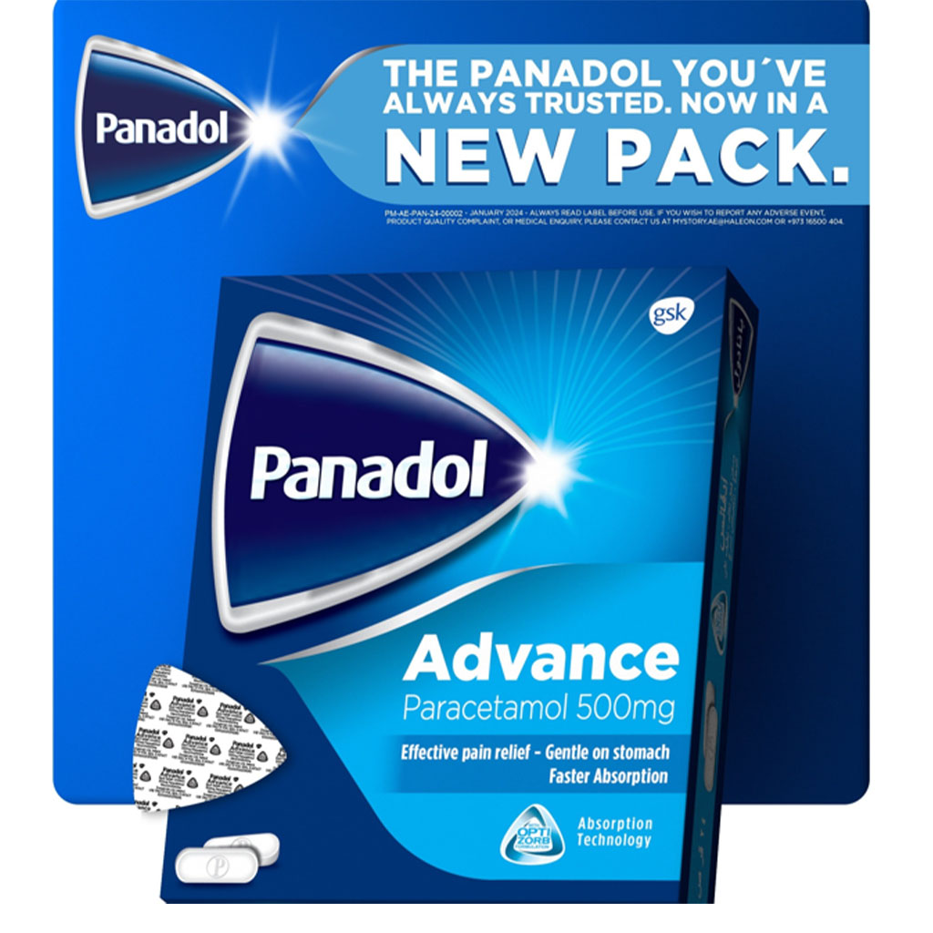 Panadol Advance Paracetamol 500mg Tablets For Fever And Pain Relief, Pack of 48's