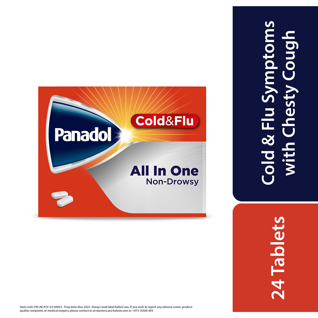 Panadol Cold & Flu - ALL IN ONE Tablets For Fever, Cold & Flu, Pack of 24's