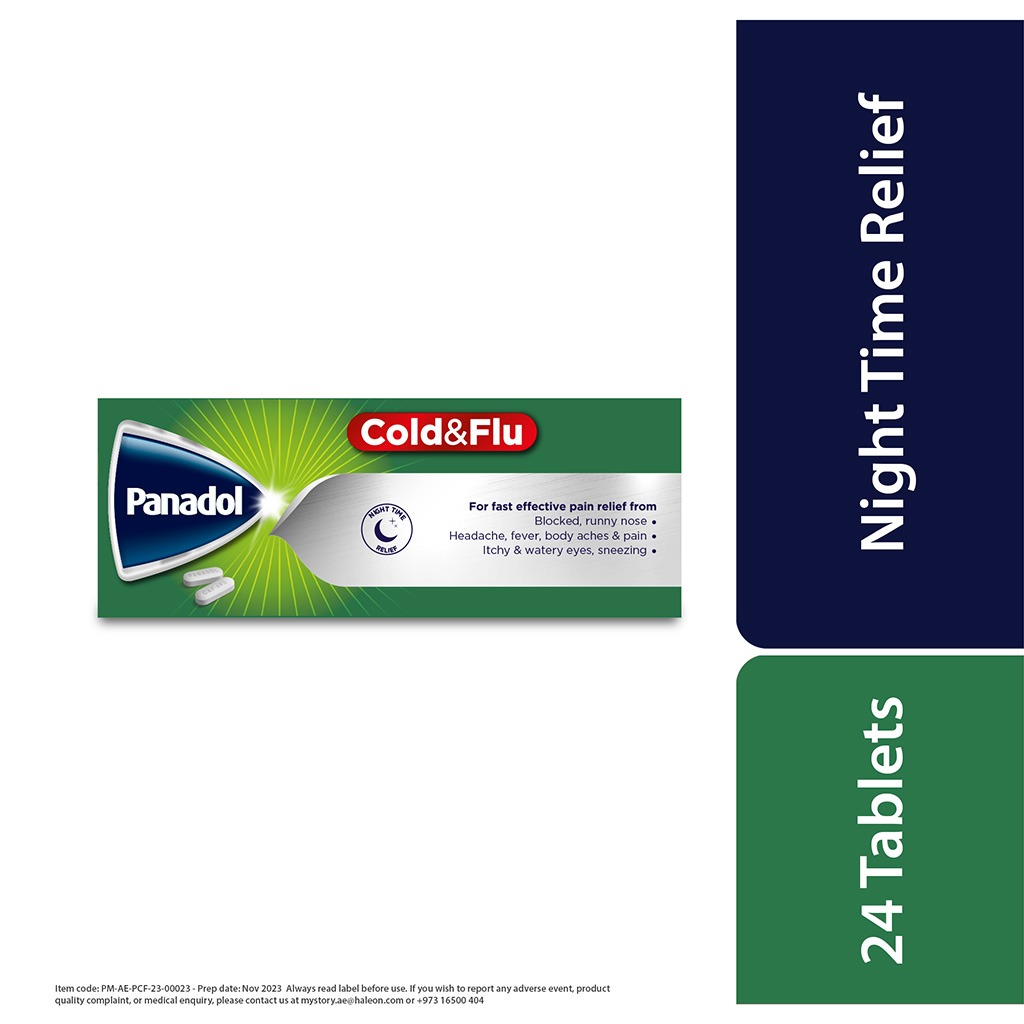 Panadol Cold & Flu - NIGHT Tablets For Fever, Cold & Flu, Pack of 24's