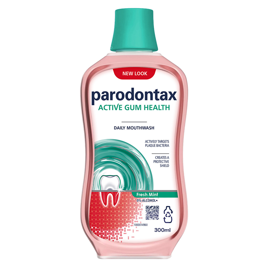 Parodontax Daily Mouthwash For Active Gum Health, Mint Flavour, Antiplaque & Antigingivitis Alcohol Free Mouth Rinse, 300ml
