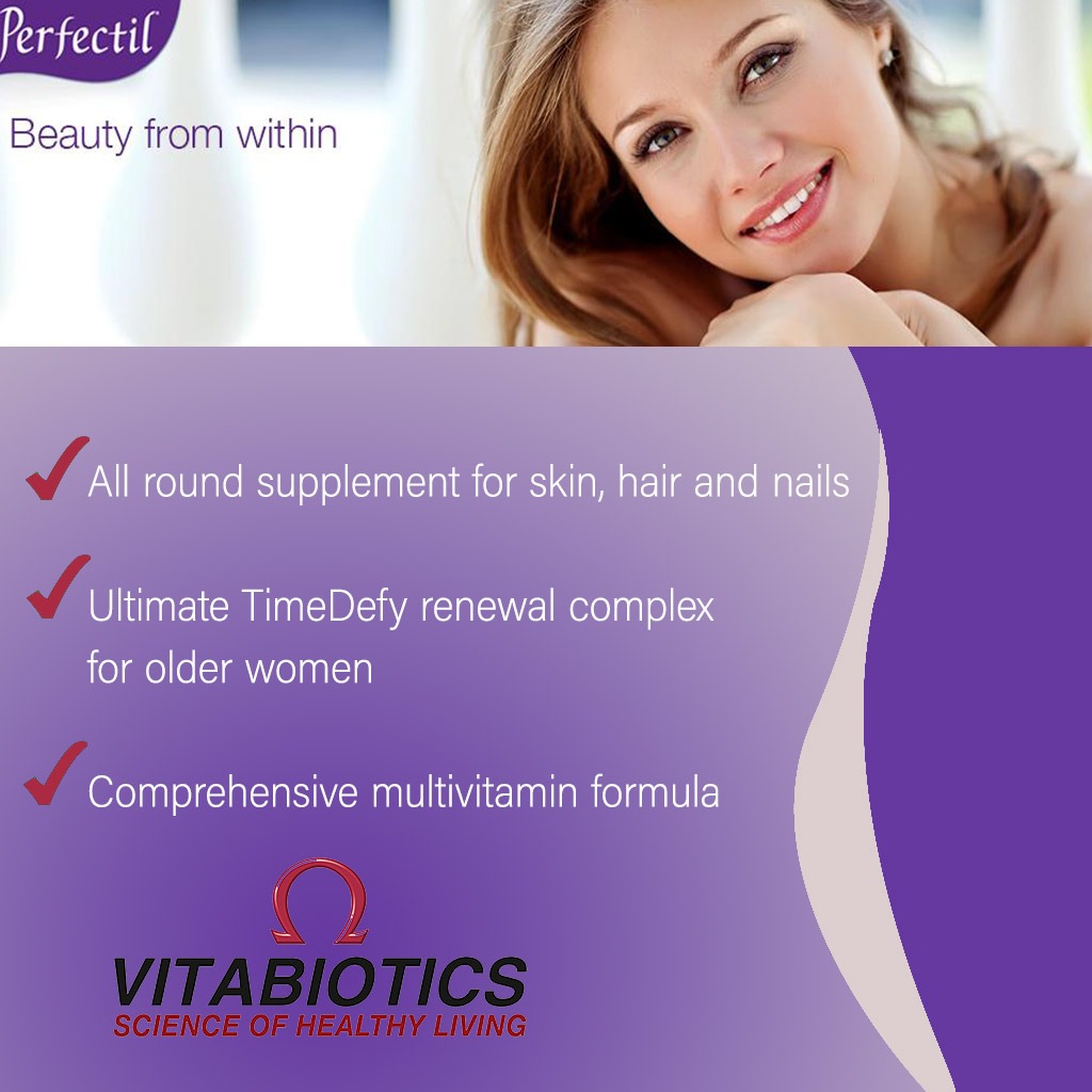 Vitabiotics Perfectil Platinum Radiance Beauty Supplement Tablets With Bio-Marine Collagen For Fine Lines Prevention, Pack of 60's