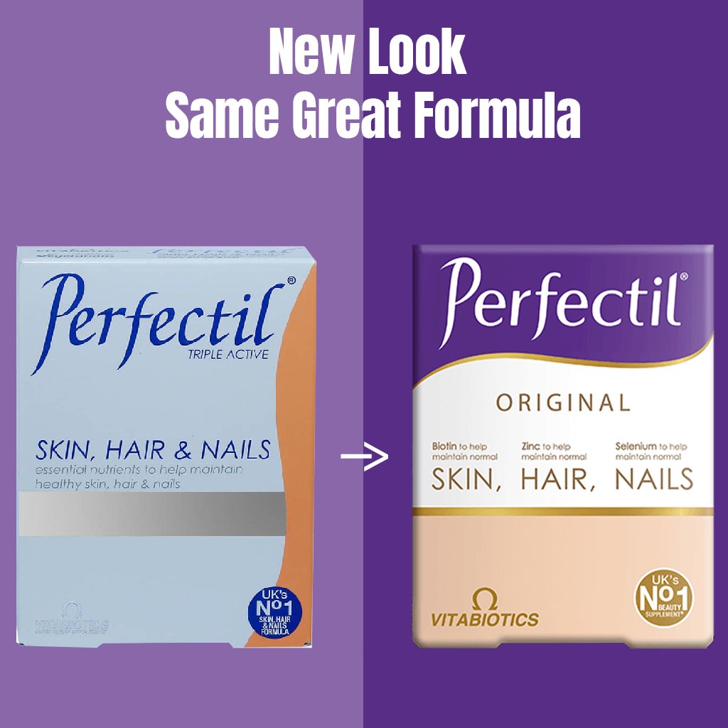 Vitabiotics Perfectil Triple Active Tablets With Biotin, Zinc & Selenium For Skin, Hair & Nails, Pack of 30's