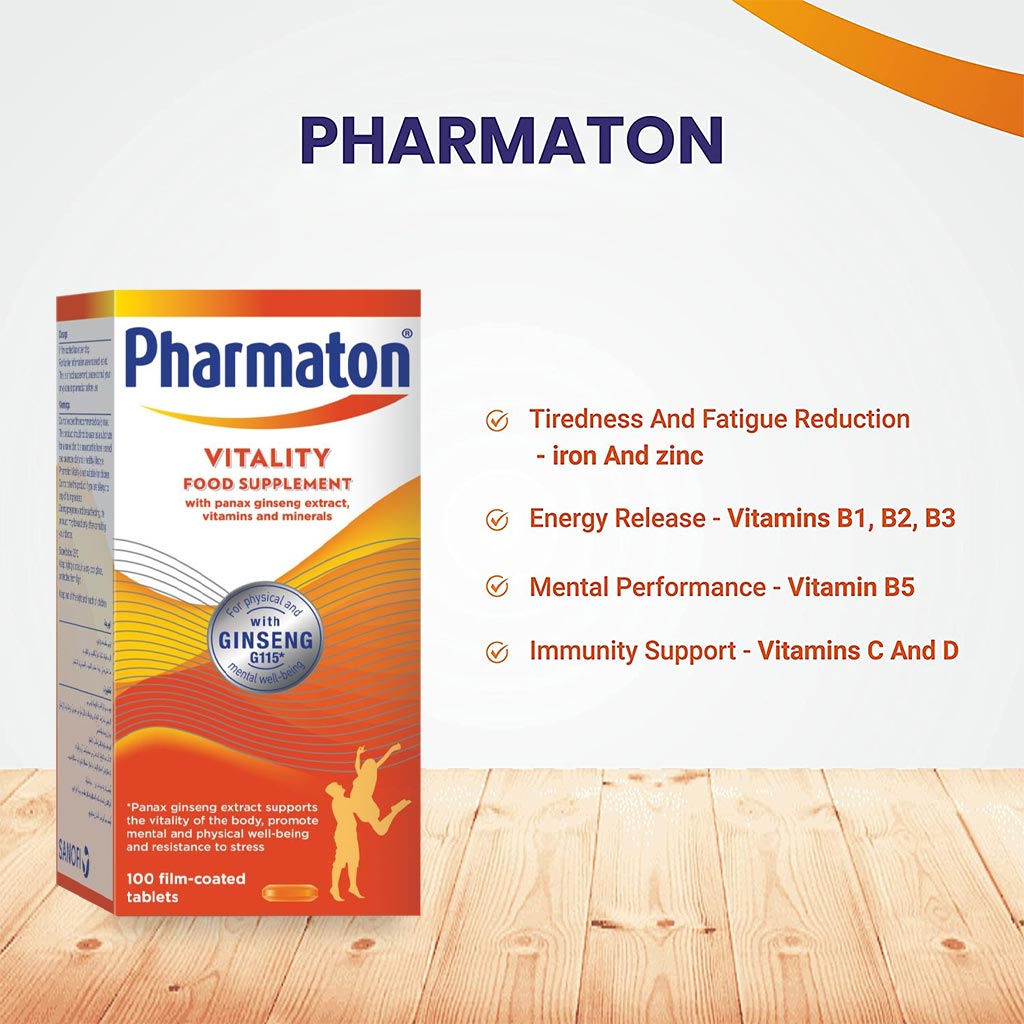 Pharmaton Vitality Multivitamins & Minerals Supplement Capsules with Ginseng, Pack of 100's