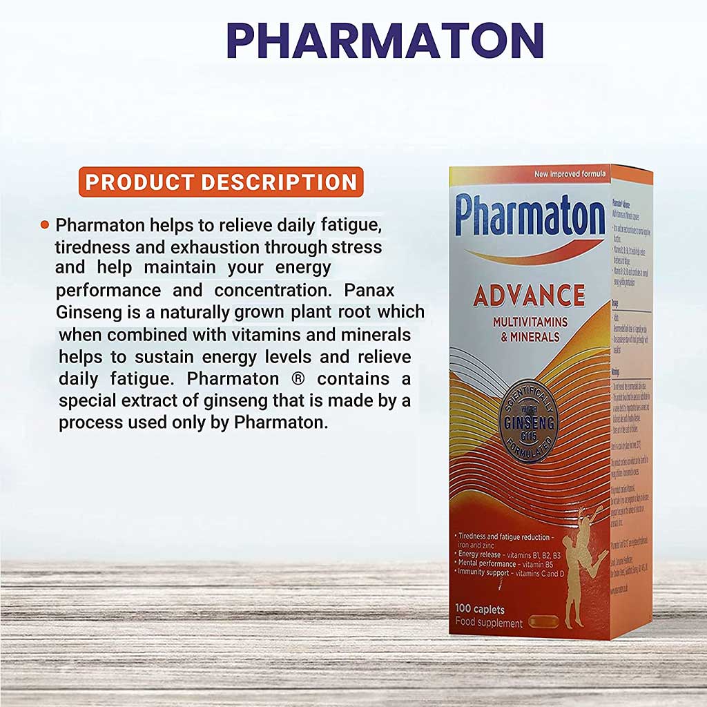 Pharmaton Vitality Multivitamins & Minerals Supplement Capsules with Ginseng, Pack of 100's