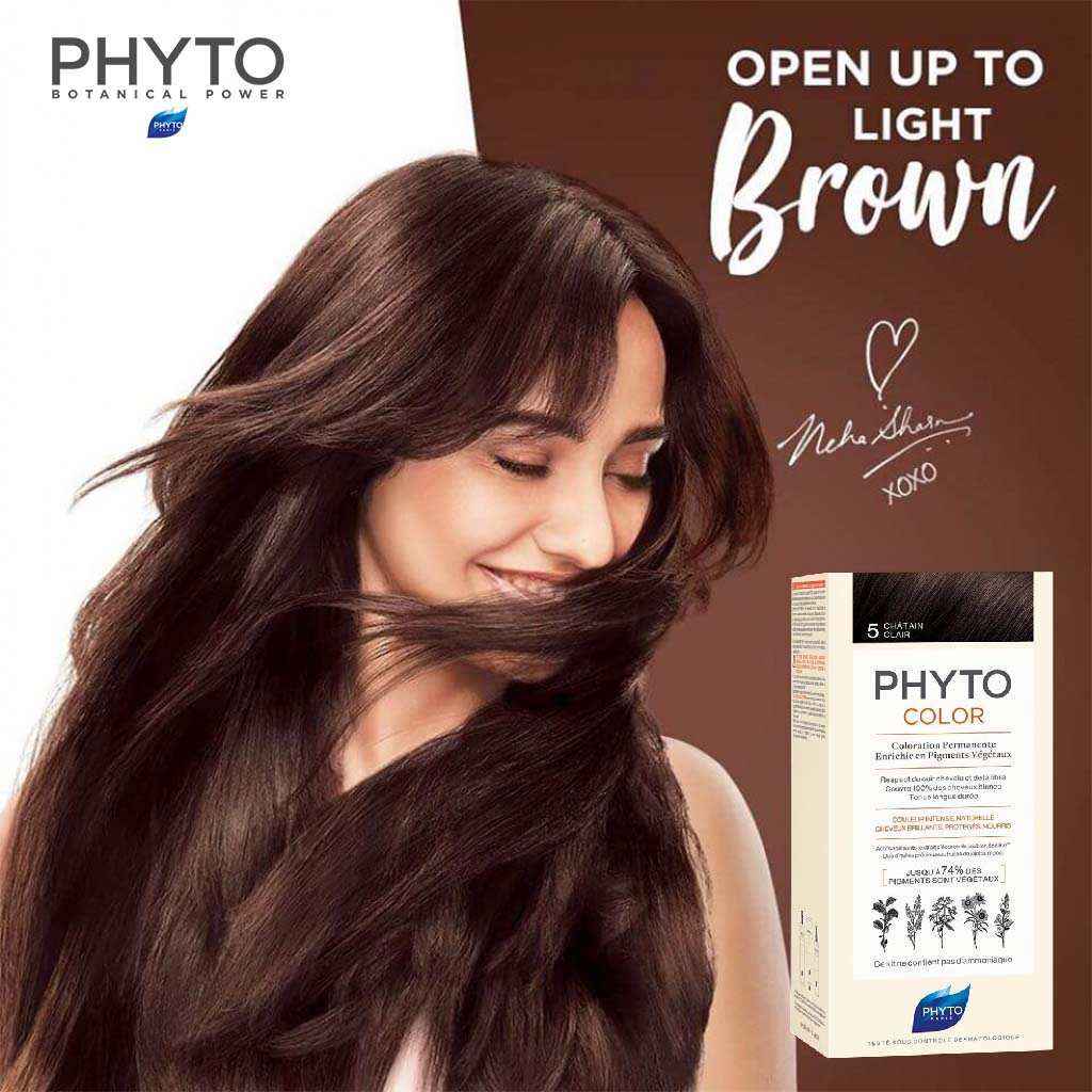 Phyto Phyto Color Permanent Hair Color Treatment Kit With Milk Developer & Colouring Cream, Shade 5 Light Brown