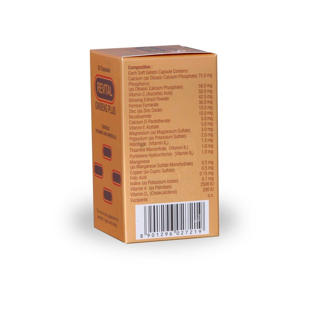 Revital Adult Multivitamin Supplement Capsules With Ginseng, Pack of 30's