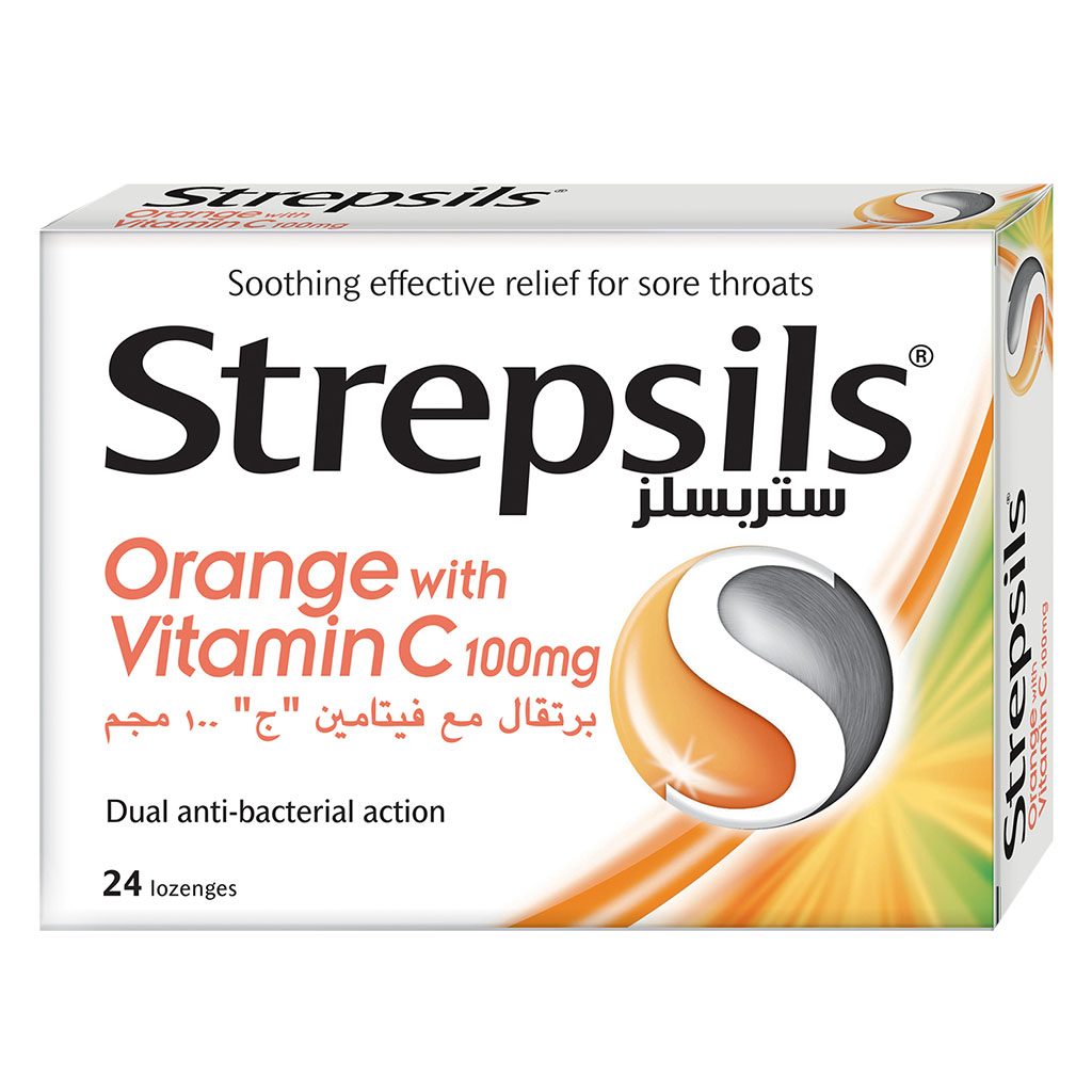 Strepsils Orange With Vitamin C 100 mg Lozenges  24's
