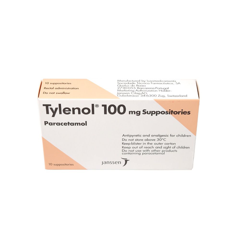 Tylenol 100 mg Suppositories 10's