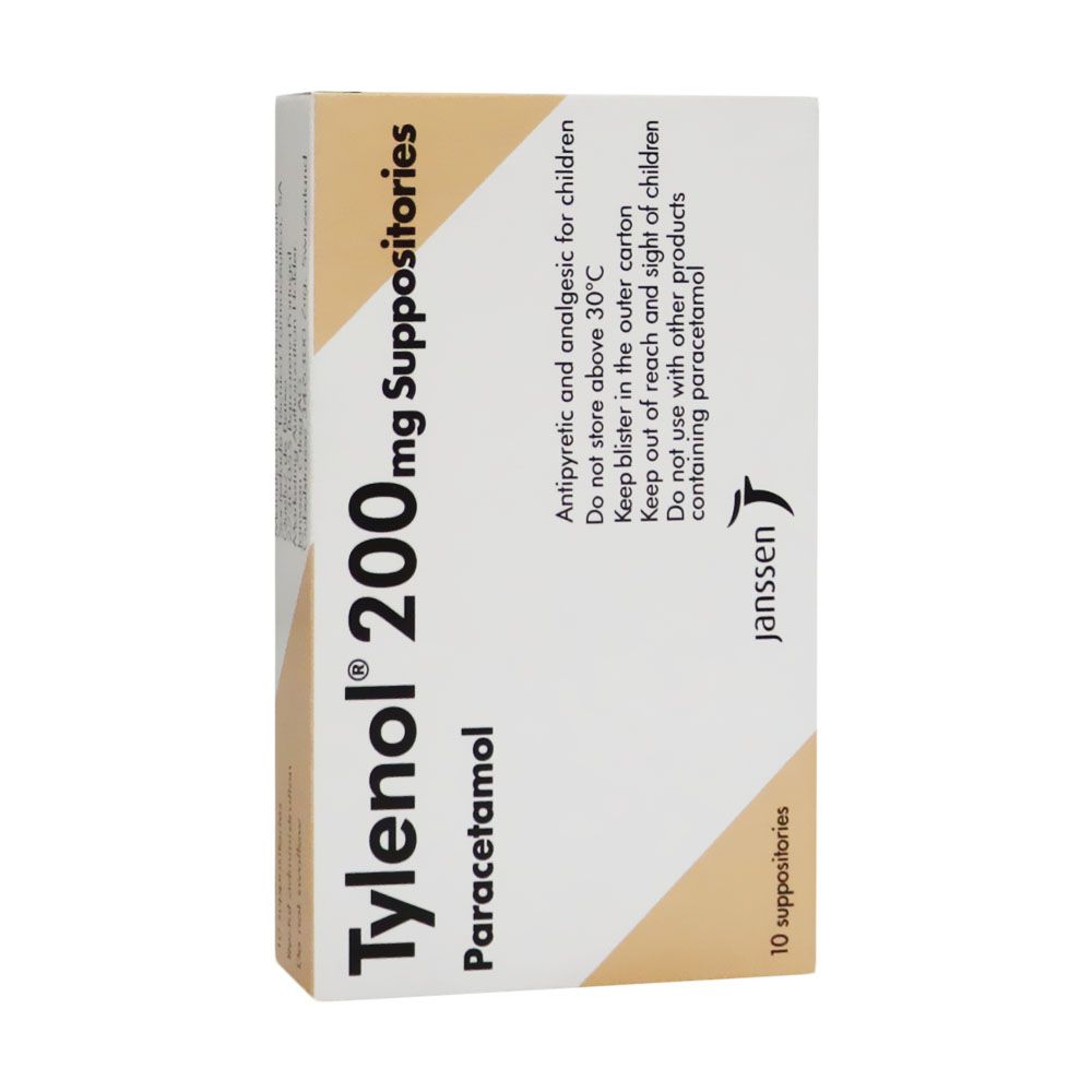 Tylenol Paracetamol 200 mg Suppositories 10's