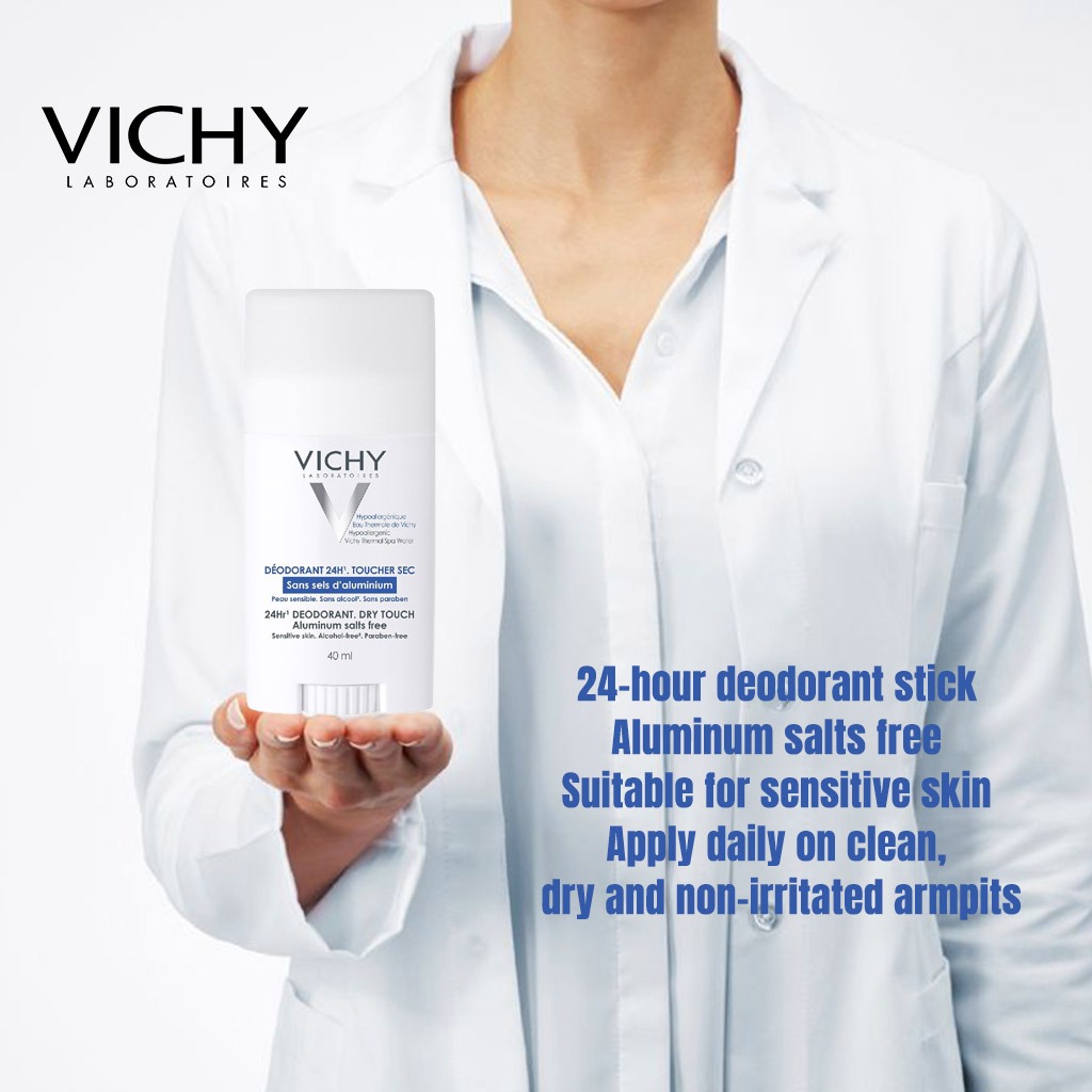 Vichy 24 Hour Mineral Aluminium Free Deodorant Stick For Sensitive Skin 40ml