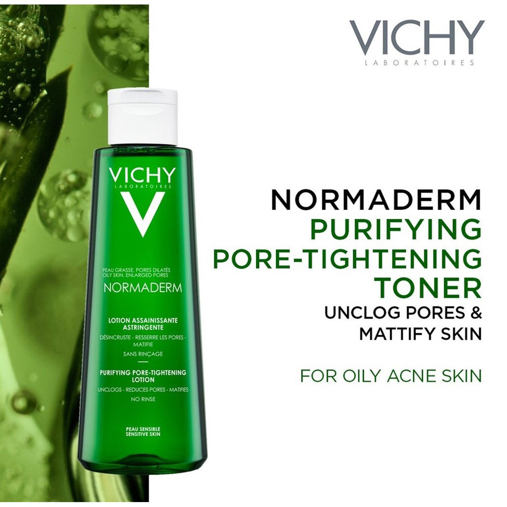 Vichy Normaderm Pore Tightening Purifying Lotion for Oily Skin With Salicylic & Glycolic acid 200ml