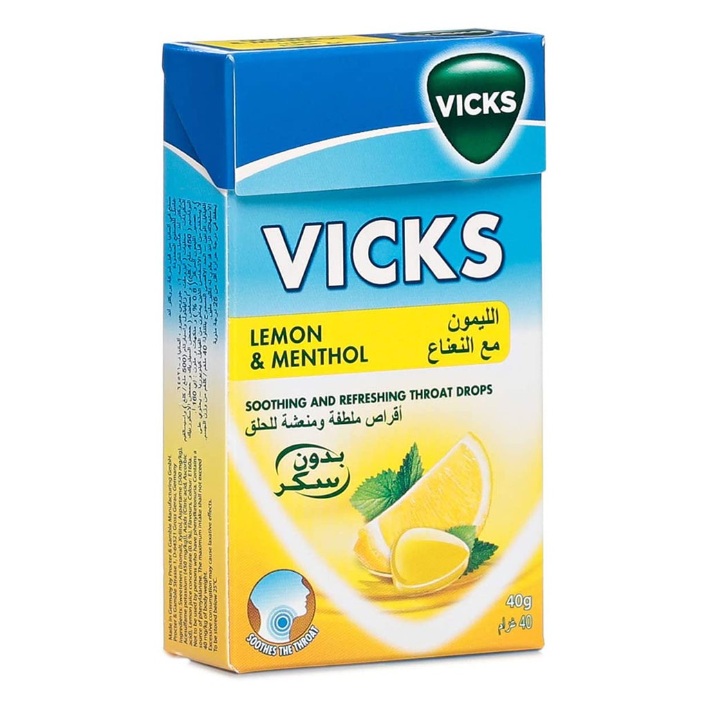 Vicks Soothing & Refreshing Throat Drops With Lemon & Menthol 40g