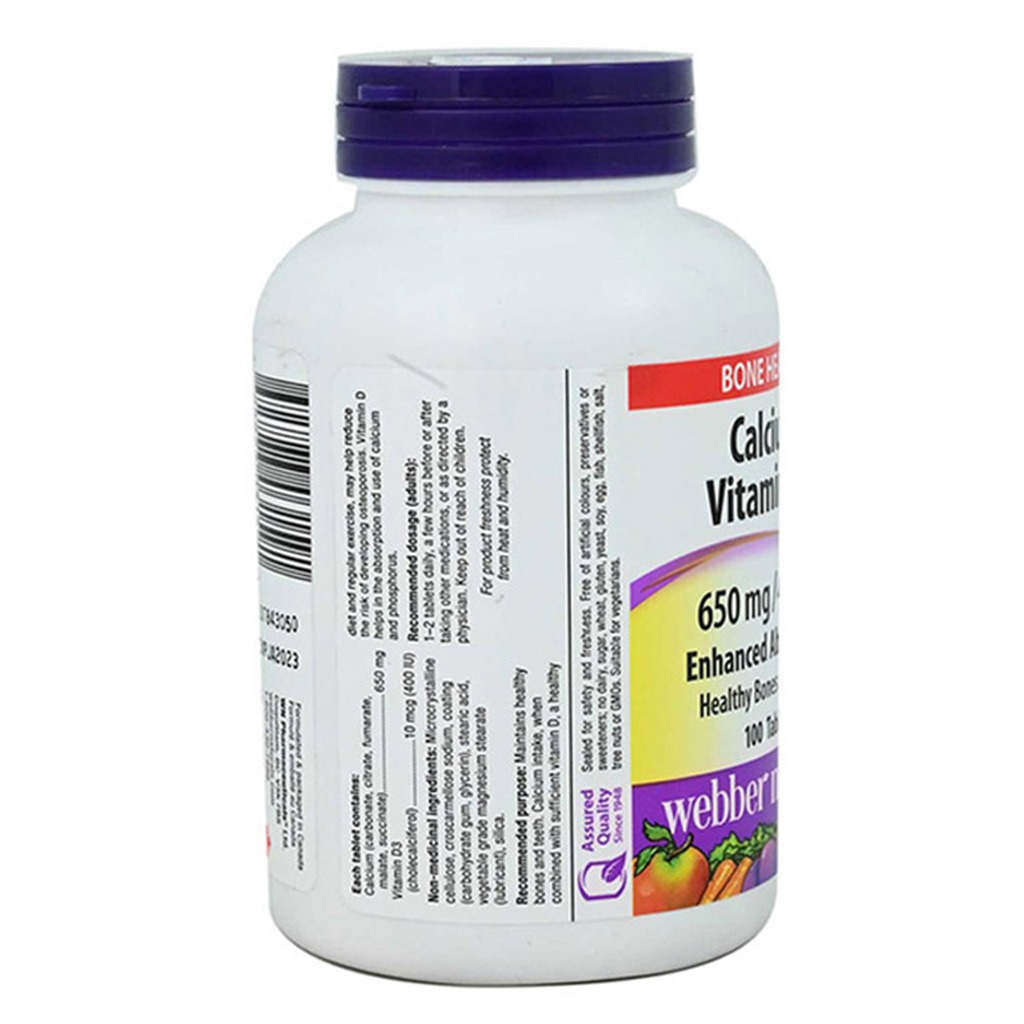 Webber Naturals Calcium Vitamin D3 650 mg 100s
