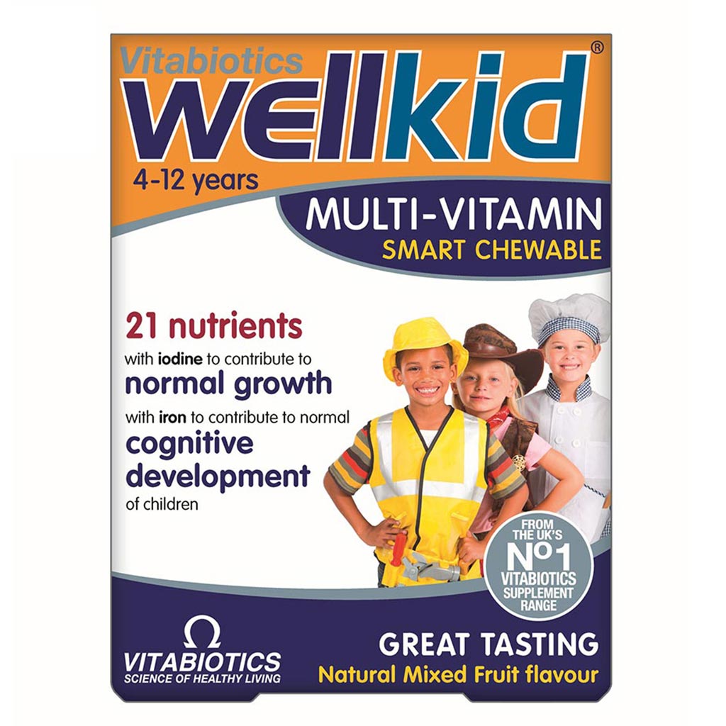 Vitabiotics Wellkid Multivitamin Smart Chewable Tablets For 4-12 Years Old Children, Pack of 30's