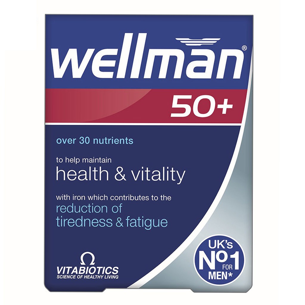 Vitabiotics Wellman 50+ Multivitamin Supplement Tablets For Men With Advanced Micronutrients, Pack of 30's