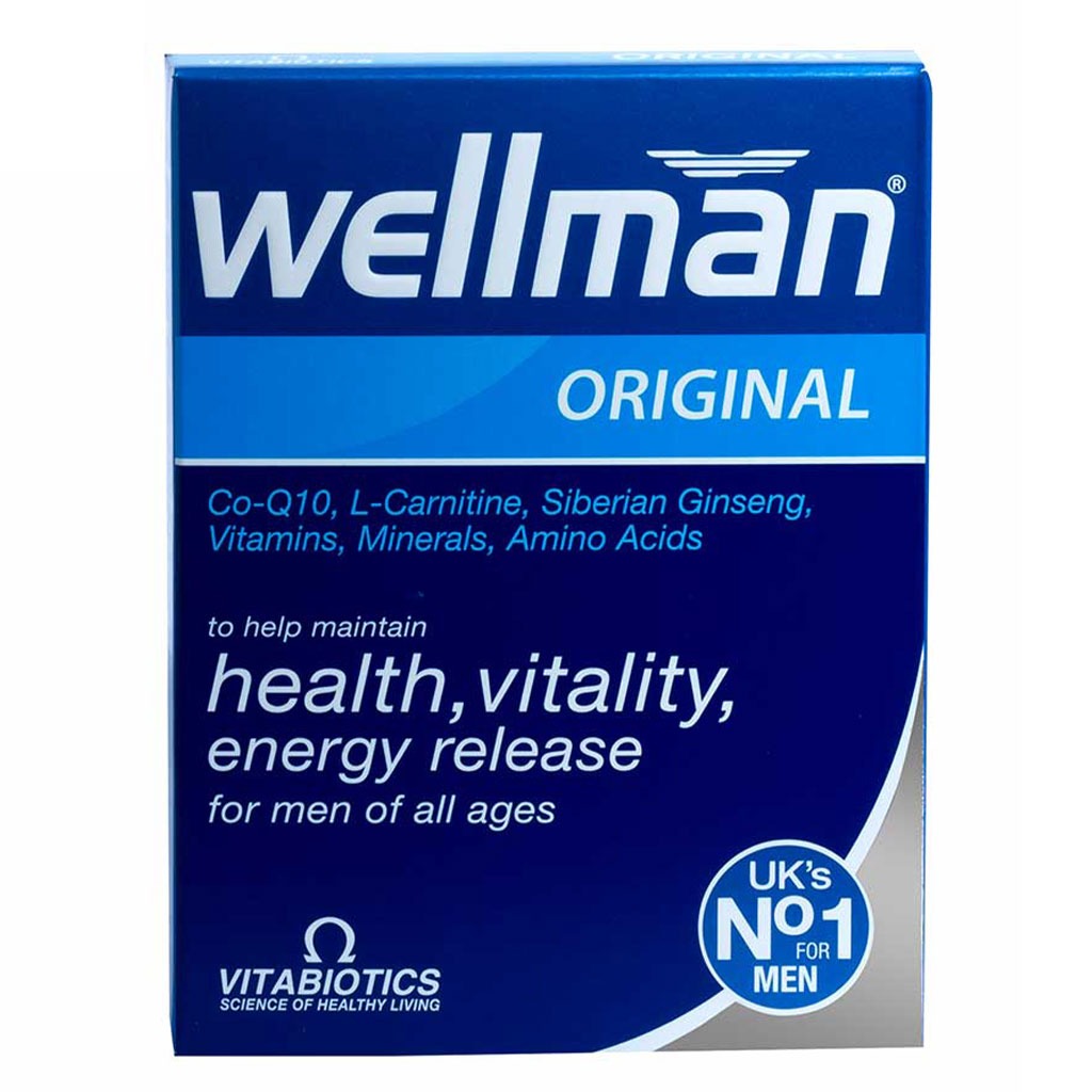 Vitabiotics Wellman Original Multivitamin Supplement Tablets For Men With Co-Q10, L-Carnitine & Ginseng, Pack of 30's