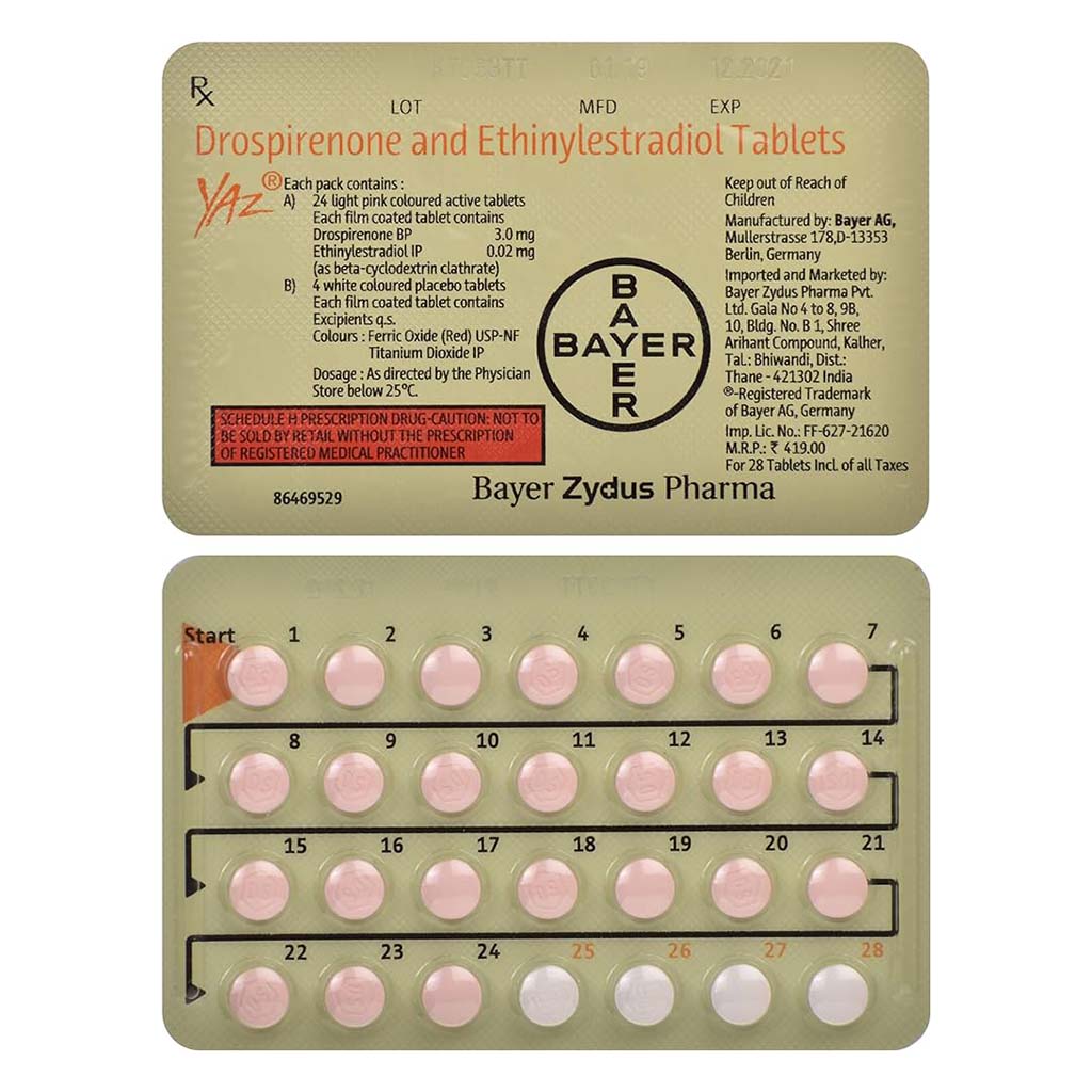 Yaz Film-Coated Tablets, Pack of 28's