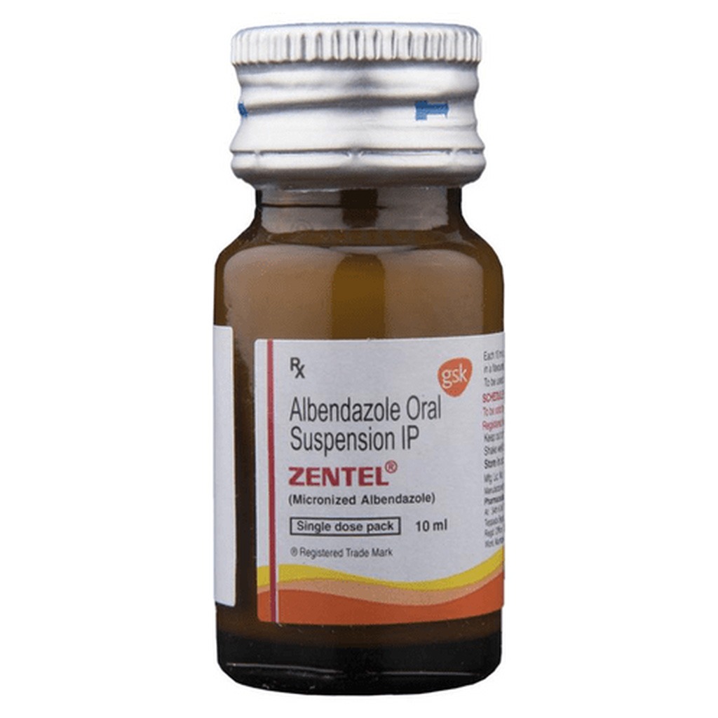 Zentel Oral Suspension Albendazole 100mg/5ml For Deworming 20ml