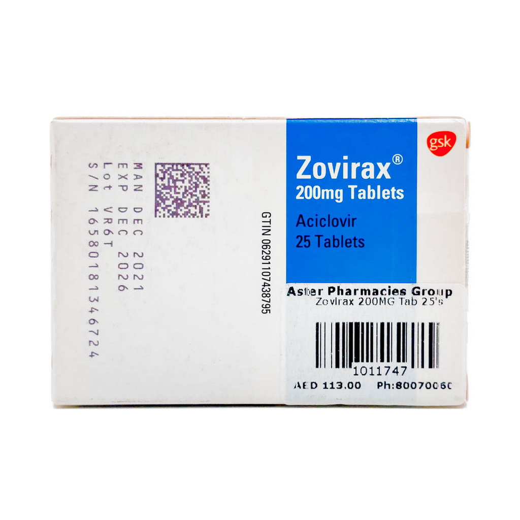 Zovirax 200mg Tablets, Pack of 25's