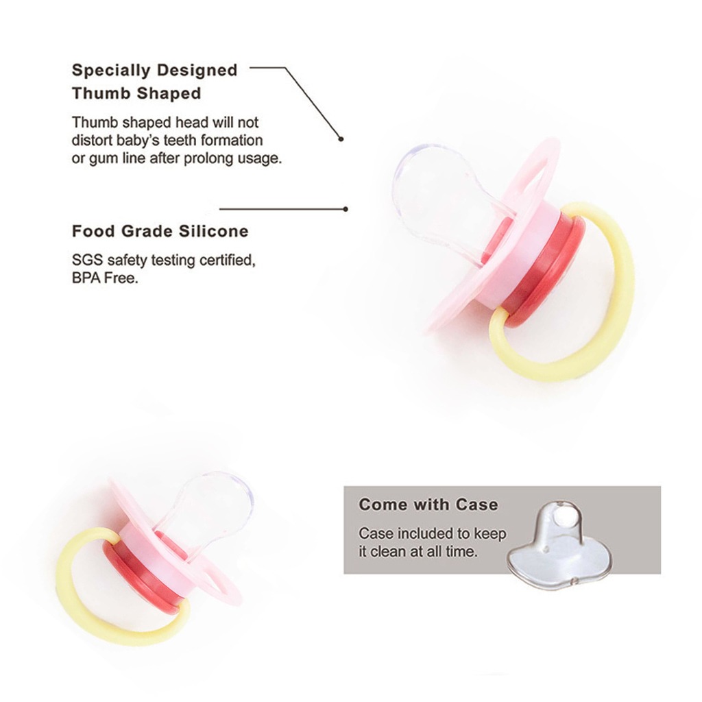 Bebecom Thumb Shaped Pacifier With Chain - Assorted Coloures, Pack of 1's