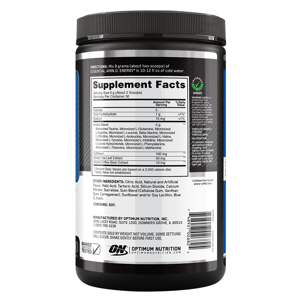 Optimum Nutrition Essential Amino Energy Blue Raspberry Flavour 30 Servings