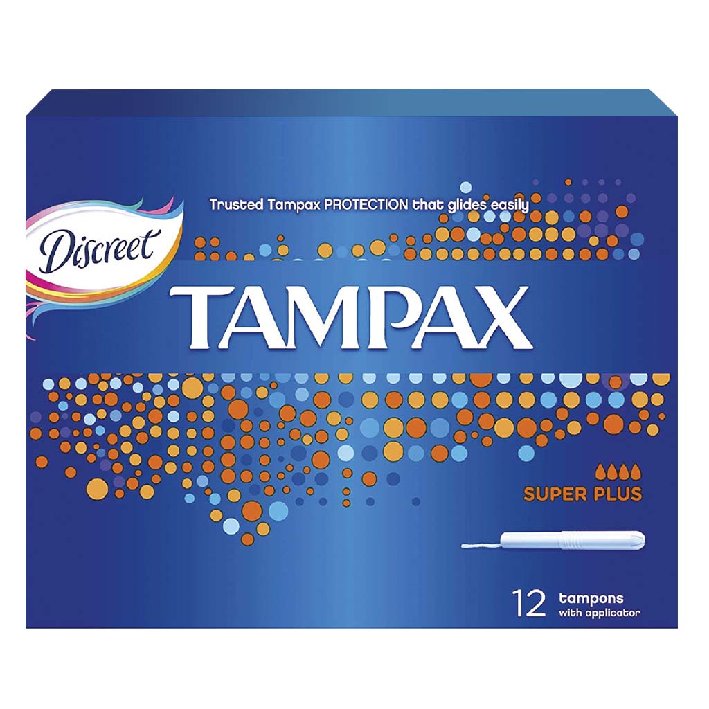 Tampax Super Plus Tampons With Applicator, Pack of 12's