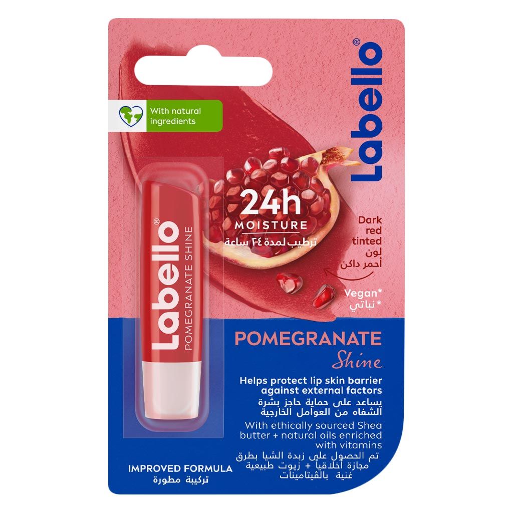 Labello 24H Moisture Pomegranate Shine Lip Balm 4.8g - Dark Red Tint