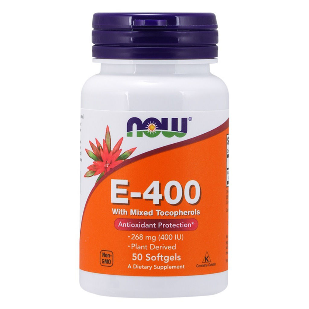 Now E-400 Vitamin E With Mixed Tocopherols Softgel For Antioxidant Protection, Pack of 50's
