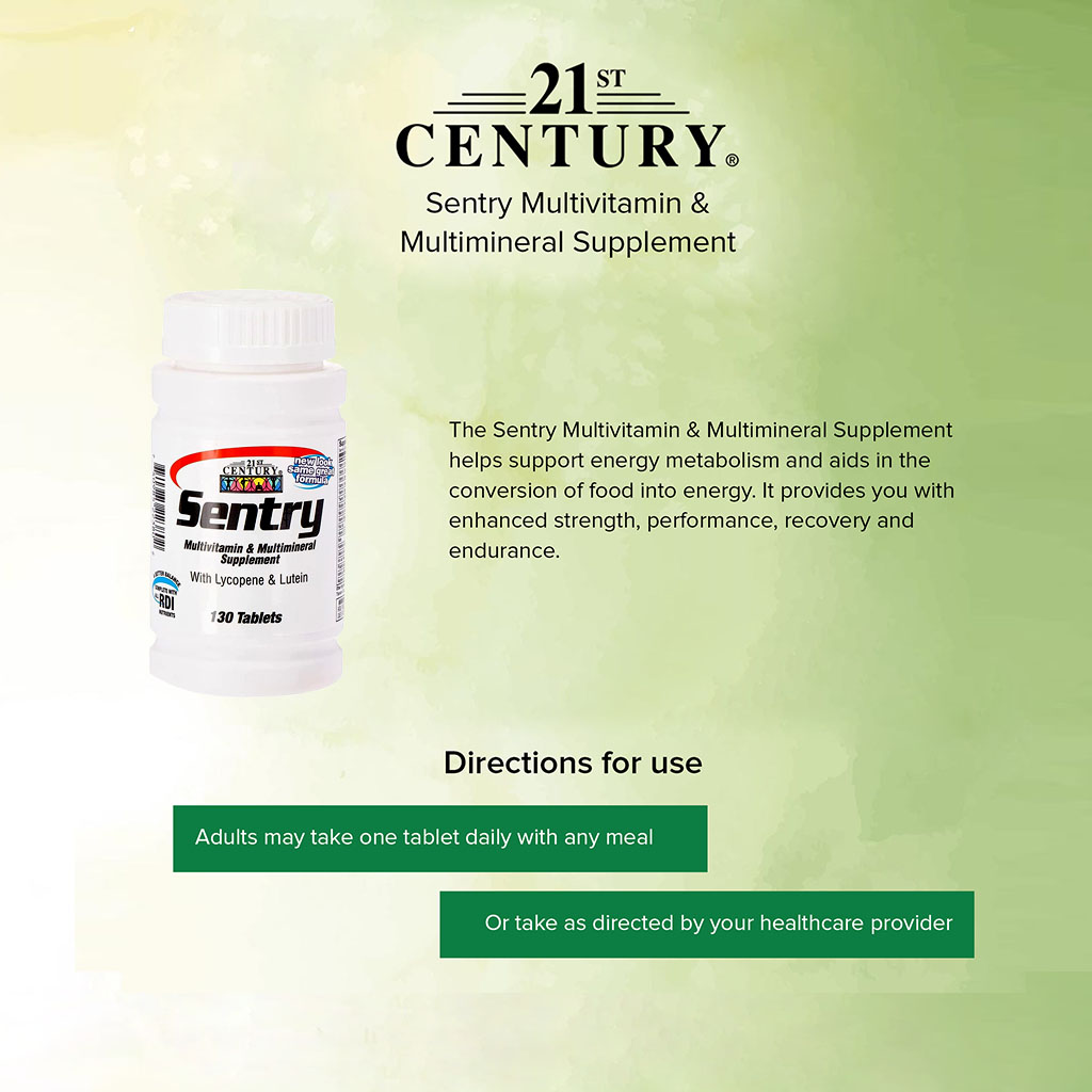 21st Century Sentry Multivitamin & Multimineral Tablets For Overall Wellness, Pack of 130's